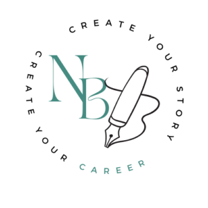 Das Logo enthält die Initialen NB, den Text create your story, create your career und einen Stift